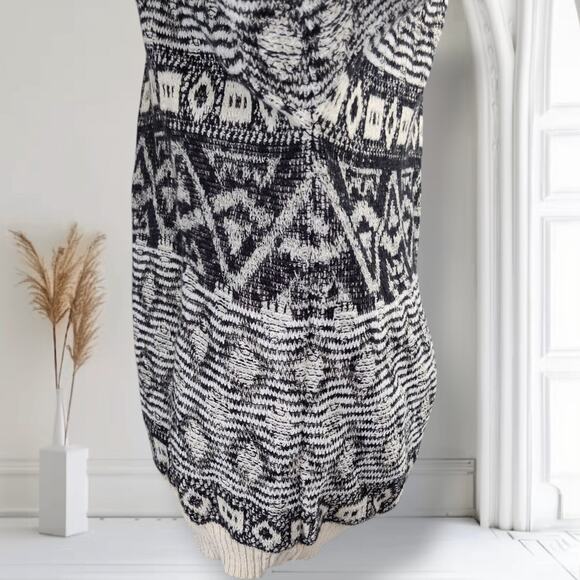 Vintage Mondo Italy Sweater M 50 Black Cream Geometric Knit Pullover Cotton - Picture 4 of 12